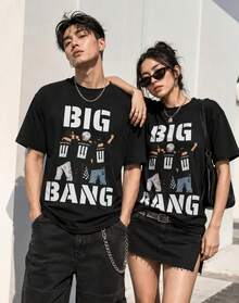 Big Bang Band Back Graphic T-Shirt |   K-Pop Inspired Tee - Black - View 1