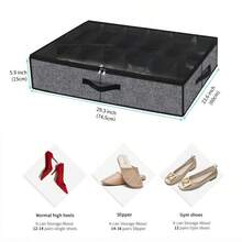 1/2pcs Foldable Shoe Storage Box, 12-Grid Premium Fabric Underbed Shoe Storage Bag - With Transparent Lid, Zipper, Reinforced Handle, Space-Saving Rectangular Storage Box, Suitable For Closet, Bedroom And Home Organization - Multicolor - View 4
