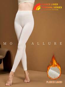 MOIRÉALLURE 1-Pair Pack Women's Fleece-Lined Leggings, Thickened Thermal Bottoms For Autumn And Winter - milky white - View 6