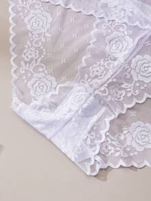 3PCS Plus Size Women's Sexy Lace Panties French Romantic Burgundy & Black Lingerie Gift For Girls - Multicolor - View 6