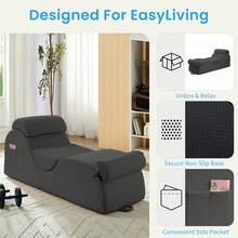 Modern Corduroy Adjustable Lounge Sofa, Washable Fabric Couch With Solid Wood Frame For Home Use - Light Grey - View 6