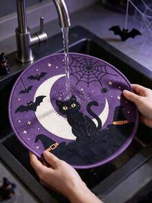 6pcs Halloween & Thanksgiving Round Placemats, Autumn Pumpkin Maple Leaf Turkey Squirrel Print Table Mats, Holiday Atmosphere Decorative Table Pads - Multicolor - View 5
