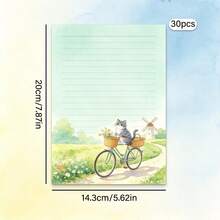 1 Set, 30 Sheets Cute Cat Themed Letter Paper, Cat Print Letter Paper, Kawaii Letter Paper - Rectangle - View 9