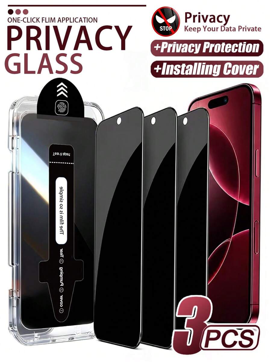 Gorilla Hero 3pcs Privacy Screen Protector, With Dust-Free Installation Kit, One-Cover One-Pull, Easy And Accurate Installation, Precise Cutout Design, No Camera Obstruction, Significant Privacy Protection, Compatible With IPhone Ultra/18 Pro Max/18 Pro/18/17E/17 Pro Max/17 Pro/17 Air/17/16 Pro Max/16 Pro/16 Plus/16/15 Pro Max/15/14/13/12 And Other Models. - Black - View 1