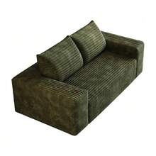 180cm, Comfortable Corduroy Sofa, Deep Seat Loveseat Small Sofa, Boneless Modular Sofa, Sponge, No Assembly Required, Compression Sofa For Living Room, Bedroom, Apartment - Green - View 11