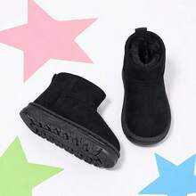 Girls' Black Thick Sole Plush Lining Ankle Boots, Suitable For Autumn/Winter Daily School And Outdoor Wear - Black - View 3