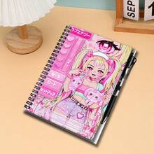 1 Set 2D Anime Style Spiral Coil Notebook And Pen Set, Cute Sweet Japanese Anime Girl Pattern, Eye-Catching. Great Helper For Work And Study, Can Be Used For Diary, Daily Planning, Memo. High-Quality Gift Choice For Graduation, Birthday And Other Occasions, Adding A Touch Of Dreamy Color To Life. - 1 Book + 1 Pen - View 6