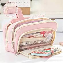 Large Capacity Multi-Layer Pencil Case, Minimalist Multi-Function Student Stationery Box And Makeup Storage Bag, Stationery Supplies - Multicolor - View 1