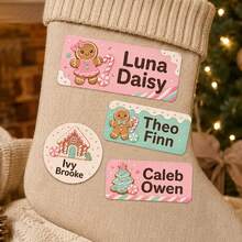 Custom Christmas Name Stickers, Personalized Gingerbread Gift Labels, Festive Candy Holiday Style, Customized Christmas Gift Stickers, Customizable Name Labels, Gift Wrapping Decor, Holiday Party Favors, Christmas Decorations, Family And Friends - Multicolor - View 7