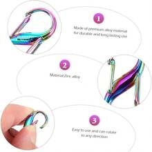 5Pcs Stainless Steel Micro Sized Dual Carabiner For Keys, Pet Tags & Small Accessories Center Locking Lever Twist-To-Lock - 5 Pieces - View 4