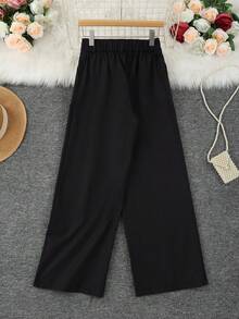 (Belt Not Included) Fashionable Women's Straight Leg Pants, With Pockets, Button And Zipper Fly, Perfect Choice For Autumn Outfit. - Black - View 5