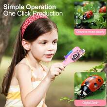 PANDA Handheld Portable Digital IPS Color Screen Magnifying Glass, High-Definition Macro Lens, Eye-Friendly Educational Cartoon Toy Camera, 180° Rotating Lens, Supports Photo And Video Recording, Explore Nature, Observe And Record Details, Built-In LED Light, Simple Focus - Green - View 3