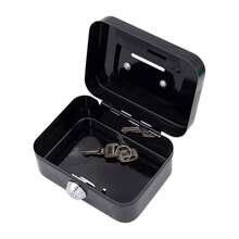 Small Metal Cash Box With Key Lock, Mini Money Box For Storing Coins And Bills, Suitable For Home Office Desk, Lockable Money Organizer Box, Halloween, Christmas, New Year, Birthday, Graduation Gift, Suitable For Teens And Adults 14 Years And Older (Black) - Black - View 6