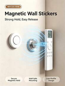 2‑In‑1 No Drill Wall Storage Combo Set, Self‑Adhesive Wall‑Mount Phone & Remote Control Holder + Magnetic Remote Wall Sticker, Multi‑Purpose Home Organizer For Bedroom Living Room - Phone Remote Control Stand - View 10