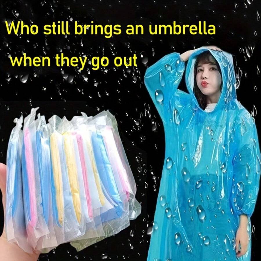 1/2/3/5/6PCS Portable Emergency Raincoat, No Charging Required, Multiple Colors Available, Made Of PP Material, Keychain Ball Design, Suitable For Outdoor Activities, Hiking, Fishing And Camping (Random Color) - Multicolor - View 1