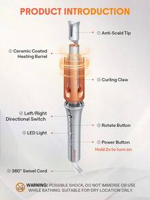 One-Touch Instant Automatic Hair Curler, 32mm Automatic Hair Curler With 3 Heat Settings, Fast Heating And Bi-Directional Rotation, Auto Shut-Off, Anti-Scald And Anti-Tangle Rotating Curling Wand - US A Type Plug(110-127V) - View 6