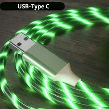 LED Glowing Type C Fast Charging Data Cable, 1m/6.6ft/39.37in USB-A To Type C, Compatible With Huawei, Compatible With Xiaomi, Universal Travel/Home/Office/Car Data Cable - Multicolor - View 6