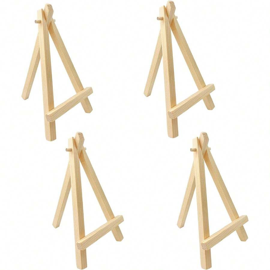 1/3/5/10pcs Wooden Easel Frame Wedding Table Number Card Holder Photo Display Stand, Handmade Painting Art Supplies Home Decor, Natural Wood Tripod Display Stand Conference Wedding Table Card Holder Painting Craft - Apricot - View 1