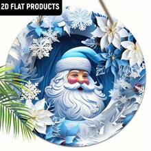 Classic Christmas Wooden Hanging Decor Blue Santa Claus Snowflake Flower Cave Pattern Wooden Home Hanging - A - View 8
