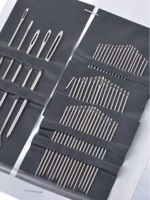55pcs Silver Hand Sewing Needle Set, Stainless Steel Material, Includes Various Sizes And Specifications; Suitable For Clothing Repair, Sewing, Embroidery And Various DIY Crafts, Ideal For Sewing Beginners, Professional Tailors And Craftspeople, Practical Home Embroidery Sewing Tools - A - View 2