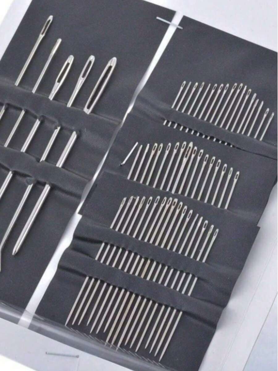 55pcs Silver Hand Sewing Needle Set, Stainless Steel Material, Includes Various Sizes And Specifications; Suitable For Clothing Repair, Sewing, Embroidery And Various DIY Crafts, Ideal For Sewing Beginners, Professional Tailors And Craftspeople, Practical Home Embroidery Sewing Tools