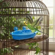 1pc-Bird Bath Tub And Parrot Cage Suitable For Various Models, Hanging Bird Bath Tub, Parrot Bath Box, Bird Cage Accessories Bird Bath Supplies, Portable Bird Bath Feeder - Blue - View 3