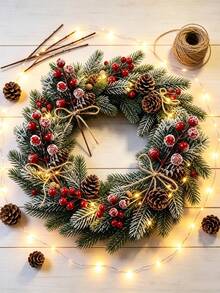 10/5/1pc Artificial Red Berry Branches, Plant Bouquet With Pine Branches And Jute Rope Bow, Suitable For Garden, Balcony, Yard Decoration, Wedding, Mother's Day, Christmas Tree Decoration, Bouquet Wreath, Holiday Decoration, Ideal For Home, Hotel And Holiday Scenes - Multicolor - View 7
