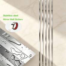 1 Roll Stainless Steel Self-Adhesive Wall Edge Trim, Metal Decorative Strip, Drill-Free Flush Mount Decorative Molding, Suitable For TV Backdrop And Ceiling Decoration - Multicolor - View 2