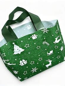 10pcs/5pcs/20pcs Cartoon Christmas Print Plastic Tote Bags (Random Style) Reusable Waterproof Gift Bags, Holiday Party Storage & Decoration Bags, Suitable For Christmas Gift Exchange - Multiple Styles - View 6