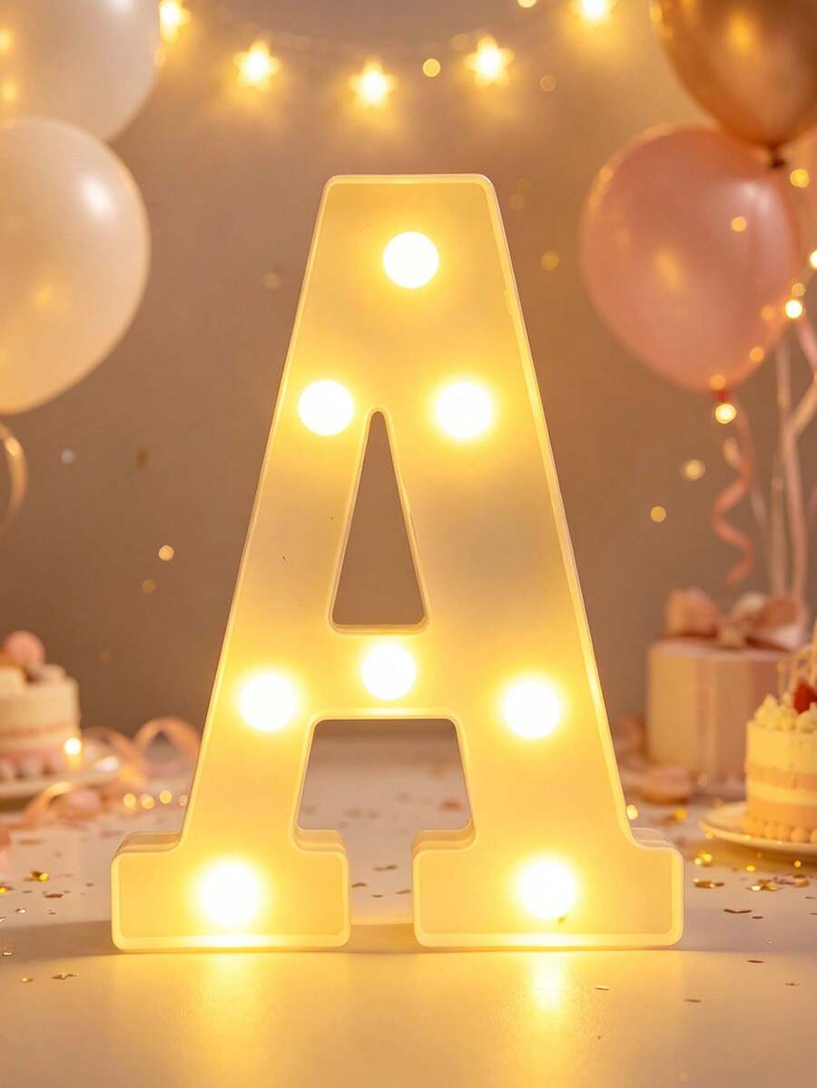 1pc 21cm White Luminous Letter Light, LED Letter Lamp,Light Up Alphabet Letters, Battery Operated DIY Spelling Letter Lights For Celebration, Indoor Room Decoration, Wedding Proposal Decoration, Birthday Party Decoration Letter Light Board - White - View 1