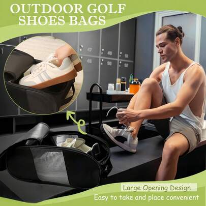 1pc Black Shoe Storage Bag For Basketball Soccer Golf Shoes, Portable Travel Shoe Organizer, Dust-Proof Breathable Handheld Shoe Bag, Sports Equipment Carrying Case, Lightweight Waterproof Shoe Pouch For Men Women Kids, Gym Workout Accessories
