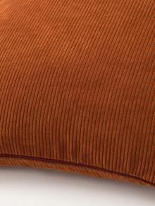 1pc Solid Color Ribbed Corduroy Fabric Pillow Case, Modern Style Polyester Fiber Square Cushion Cover Suitable For Living Room Home Use - Coral Orange - View 4