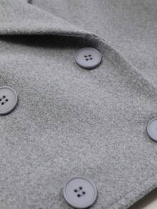 Autumn/Winter Solid Color Blazer Collar Long Sleeve Short Slim Fit Wool Coat, Commute Office Street Style Urban Jacket, Autumn Fashion - Grey - View 7