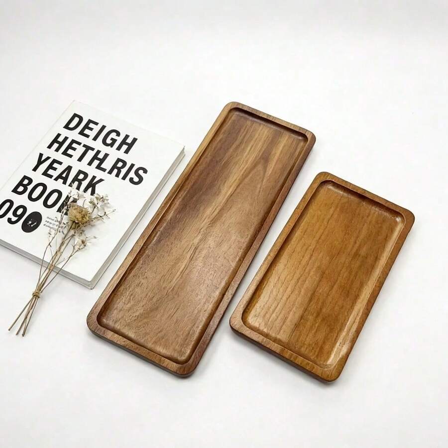 1pc Wooden Tray, Dinner Plate, Multi-Functional Serving Tray, Suitable For Home, Restaurant And Party Use, Breakfast Tray, Cake Tray, Bread Tray, Kitchen Tray, Tea Set Tray, Kitchen, Christmas Gift - Multiple Specifications - View 1