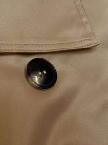 Short Trench Coat, Button Closure, Elastic Drawstrings At The Bottom Of The Jacket - Khaki - View 3