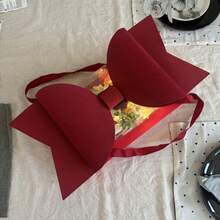 1pc Bow Decorative Gift Box Set, Suitable For Floral Packaging, With Handle & Ribbon, Plastic & Paper Material, For Wedding, Party, Birthday,Christmas, Valentine's Day Gift Wrapping - View 11