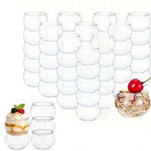 Transparent Round Sphere Small Cup, Minimalist Smooth Body With Clear Texture, Suitable For Desserts, Yogurt, Oatmeal, Jam And Snacks, Perfect For Family Gatherings, Party Platters, Bakery Displays, Compact And Versatile, Stackable Storage Space-Saving, Great For Daily Food Presentation - Transparent - View 1