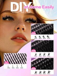 Waloshow 20 Rows 10-20mm D/DD Curl Pointed Lash Clusters + 60D 80D 100D/120D 140D 160D Cartoon Style Lash Clusters 0.07 Anime Style Lash Clusters Lash Extension Pointed Fairy Lash Clusters With Pointed Single Lashes Suitable For Beginners, Reusable, Suitable For Parties, Weddings, Dates, Halloween And Daily Wear Lash Clusters, Lash Clusters, Single Lashes, Lashes, False Lashes - DD - View 7