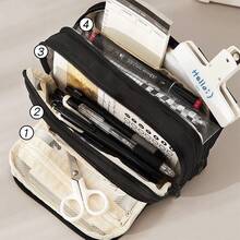 Large Capacity Multi-Layer Pencil Case, Minimalist Multi-Function Student Stationery Box And Makeup Storage Bag, Stationery Supplies - Multicolor - View 4