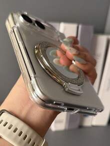 Luxury High Transparency Mirror Bracket Acrylic Hard Phone Case Compatible With IPhone Duo Fold Cases Minimalism Protective Cover - Clear - View 3