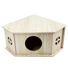 Wooden Hamster Triangle Hideout Small Animal House With Holes And Windows, Suitable For Hamsters, Gerbils Or Mice And Other Small Pets - one-size - View 8
