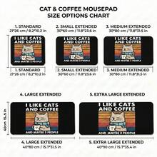 Cute Cat Drinking Coffee Pattern Large Extended Gaming Mouse Pad, Non-Slip Rubber Base, Smooth Glide Surface, Multi-Functional Desk Mat For Computer Office Home Study, Cozy Abstract Desktop Decor - A - View 6