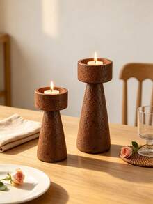 1pc/2pcs Minimalist Tall Tapered Pillar Candle Holder Set, Stable Slot Top Tea Light Candle Holder, Table Centerpiece Decor For Dining Table, Living Room, Wedding Party Home Decoration - Adjustable Height Post - View 5