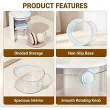 > 3-Tier Cosmetic Storage Box With 180° Rotation - 2 Colors Available, Transparent Makeup Organizer For Brushes, Sponges, Powder Puffs And Hair Accessories, Desktop Vanity Holder, Perfect Gift - View 5