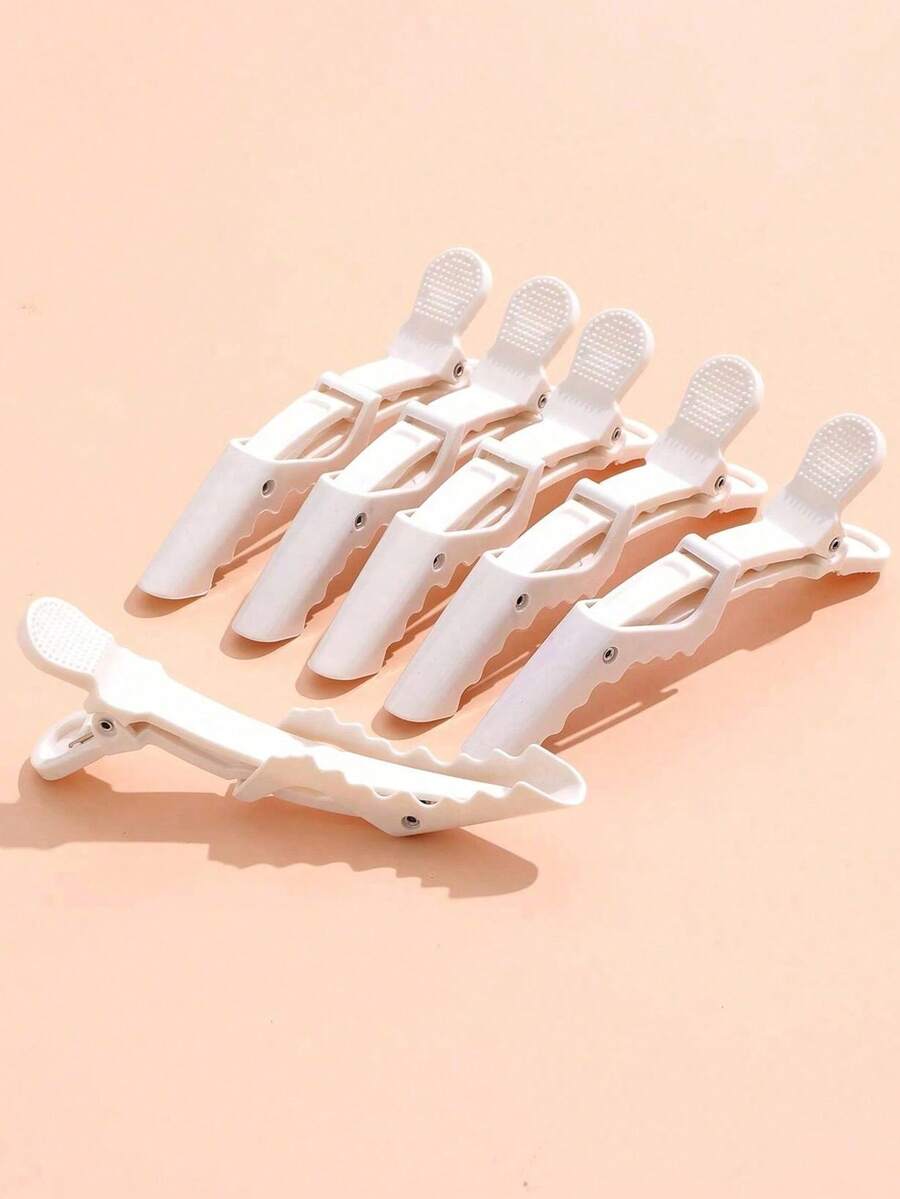12/6/2pcs Professional Crocodile Clip Hair Clips, Hair Straightening, Cutting And Dyeing Tools, Suitable For Salon, Home Use And DIY Hairstyles - White - View 1