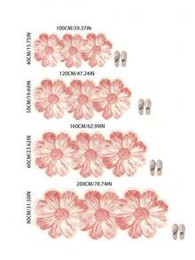 1pc Pink & White 3-Flower Area Rug, Living Room Decor, Bedroom Decoration, Home Casual Carpet, Decorative Rug, Small Rug, Carpet, Home Decor, Living Room Carpet, Living Room Small Rug, Bedroom Carpet, Living Room Home Decor, Outdoor Rug, Fleece Rug, Plush Rug, Autumn/Winter Rug, Thick/Fluffy, Washable Carpet - Multicolor - View 7