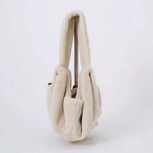 1pc Faux Rabbit Fur Dog Outdoor Fashion Shoulder Bag With Safety Rope Buckle, Soft And Warm - Multicolor - View 10
