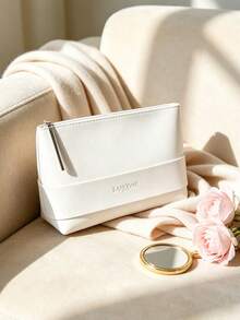 Lancôme White Faux Leather Cosmetic Bag, Zippered Makeup Pouch With Embossed Brand Logo, Portable And Durable, Suitable For Travel, Personal Use And Gifting, LANCOME‑GIFT‑9 - White - View 7