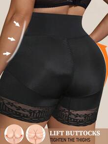 Plus Size Seamless High Waist Tummy Control Lace Shaping Panties Postpartum Slimming Butt Lifting Women's Underwear - Black - View 5