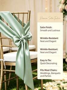 50pcs Satin Chair Sash Bows, Universal Chair Covers Suitable For Wedding Reception, Dining Room, Party, Hotel Events Decoration (5.9 X 102 Inches) - Multicolor - View 8
